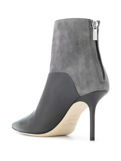 Shop Jimmy Choo Beyla 85 Pointed Toe Boots In Grey