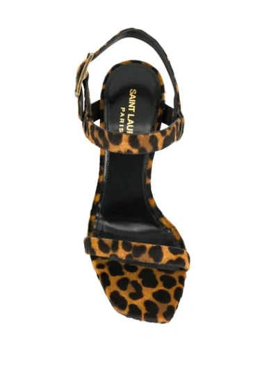 Shop Saint Laurent Leopard Print Sandals In Brown