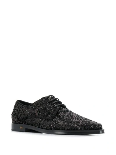 Shop Dolce & Gabbana Sequinned Derby Shoes In Black