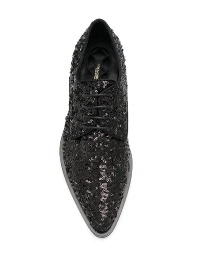 Shop Dolce & Gabbana Sequinned Derby Shoes In Black