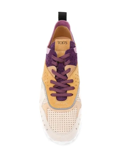 Shop Tod's Colour-block Low-top Sneakers In Neutrals