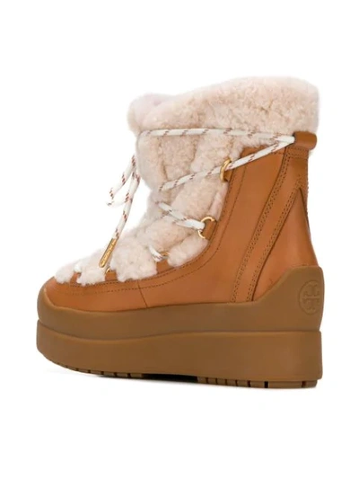 Tory Burch Courtney Shearling And Leather Snow Boots In Natural | ModeSens