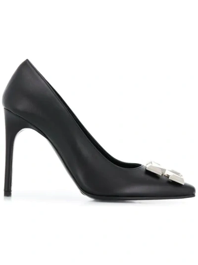 Shop Off-white Arrow Plaque Pumps In Black