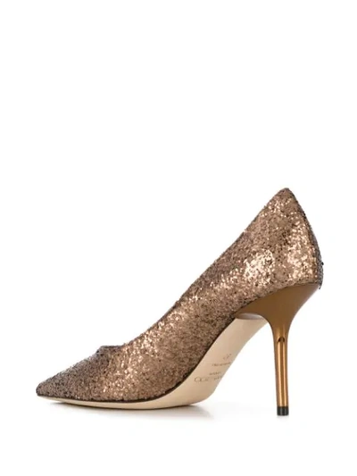 Shop Jimmy Choo Glitter Embellished Pumps In Gold