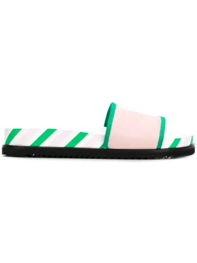 Shop Thom Browne Logo-patch Flatform Slides In Pink