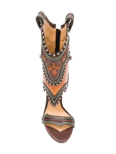 Shop Dsquared2 Cowboy Boot Sandals In Brown
