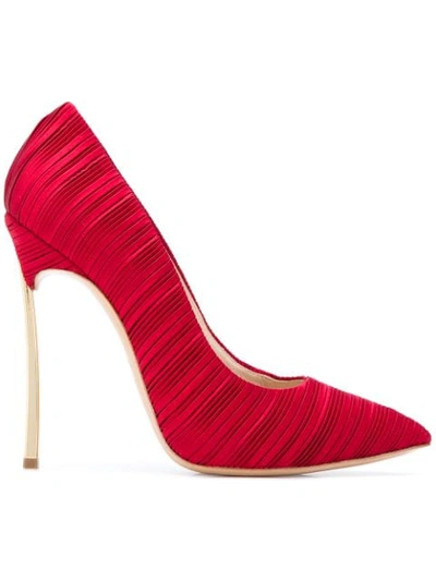 Shop Casadei Classic Pleated Pumps - Red