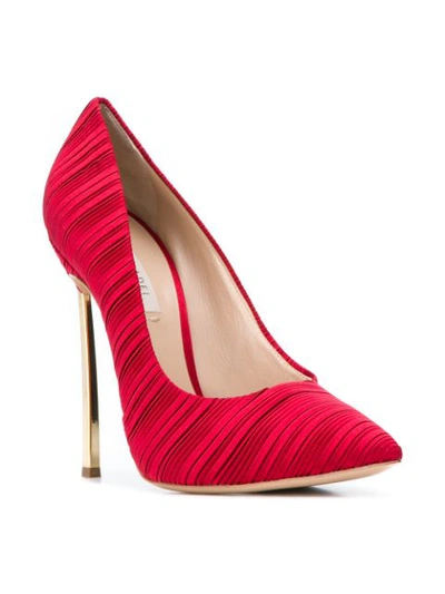 Shop Casadei Classic Pleated Pumps - Red