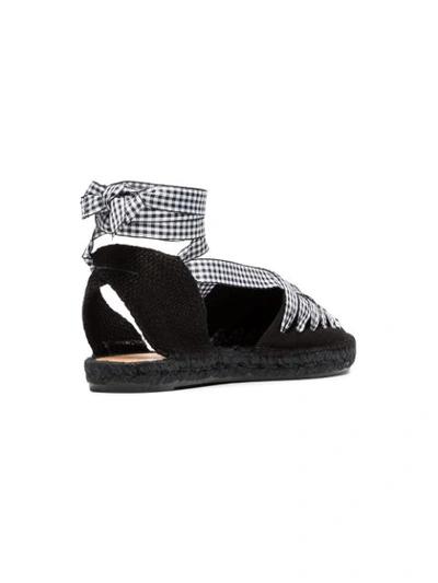 Shop Castaã±er Castañer Black Jean Flat Gingham Beribboned Espadrilles