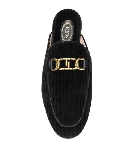 Shop Tod's Logo Slip-on Mules In Black