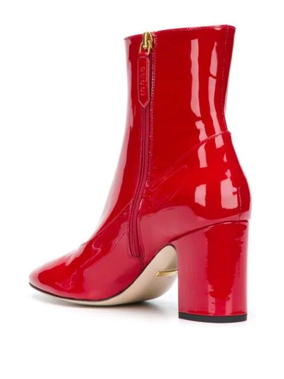 Shop Gucci Bee Ankle Boots In Red
