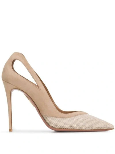 Shop Aquazzura Shiva Pumps In Neutrals