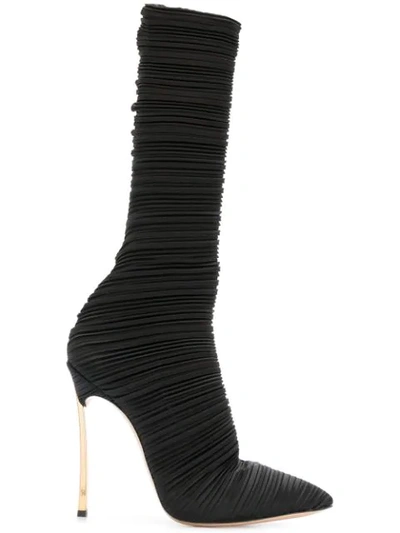 Shop Casadei Metallic Heel Boots - Black