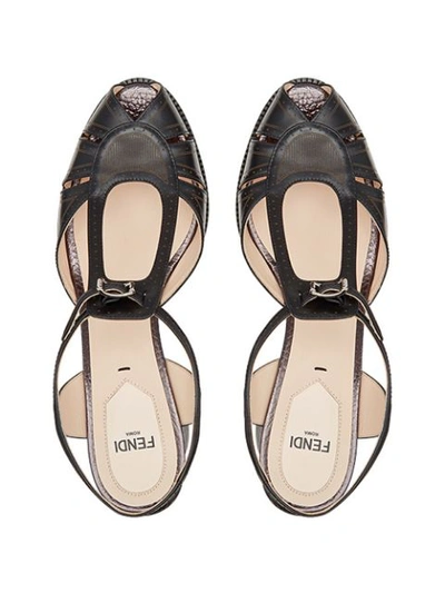 Shop Fendi Cut Out Sandals - Black