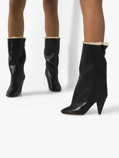 Isabel Marant Lakfee Shearling-lined Leather Ankle Boots In 01bk Black |  ModeSens