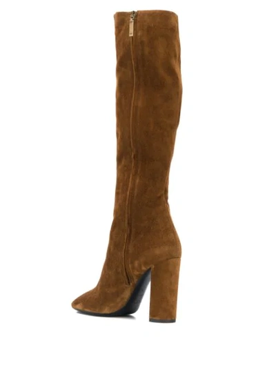 Shop Saint Laurent Lou 105 Knee-length Boots In Neutrals