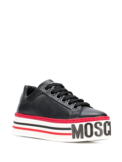 Shop Moschino Platform Logo Sneakers In Black