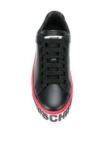 Shop Moschino Platform Logo Sneakers In Black
