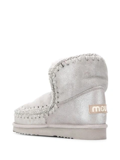 Shop Mou Eskimo Metallic Boots In Silver