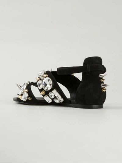 Shop Emanuel Ungaro Stud And Jewel Embellished Sandals In Black