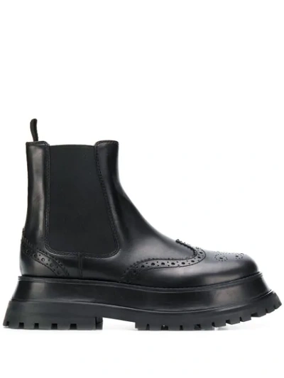 Shop Burberry Brogue Chelsea Boots In Black