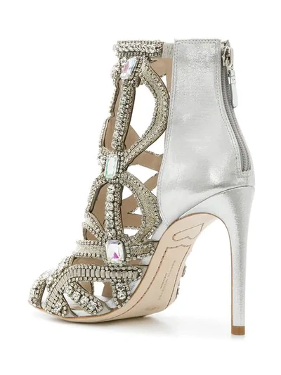Shop Sophia Webster Rhinestone Embellished Open Toe Sandals In Metallic