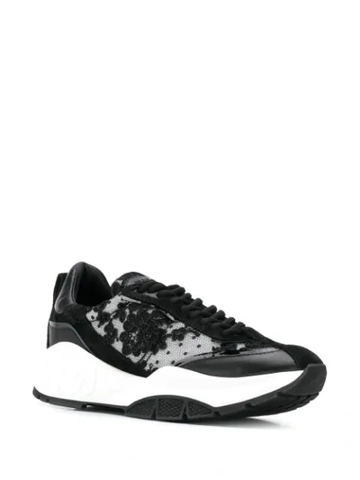 Shop Jimmy Choo Raine Floral Lace Sneakers In Black