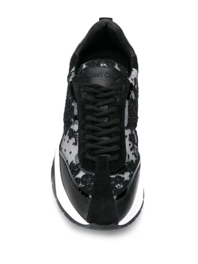 Shop Jimmy Choo Raine Floral Lace Sneakers In Black