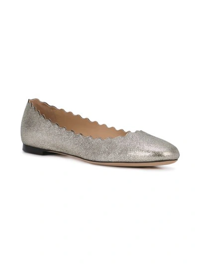 Shop Chloé Lauren Ballerina Flats In Silver