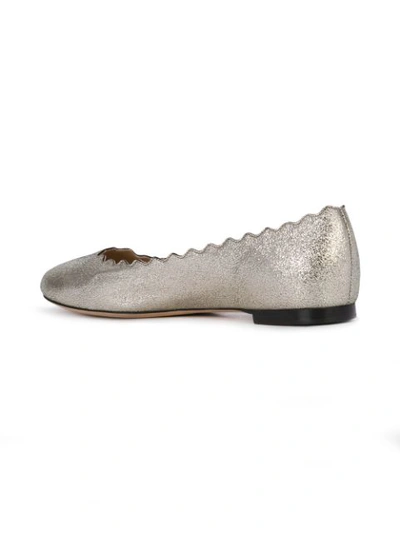 Shop Chloé Lauren Ballerina Flats In Silver