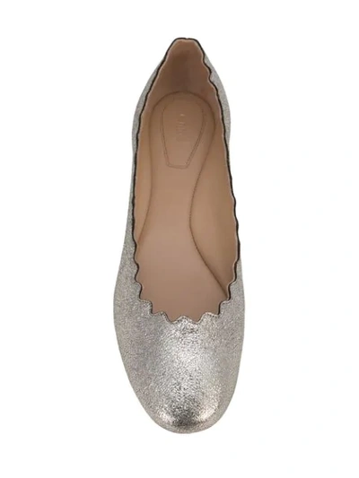 Shop Chloé Lauren Ballerina Flats In Silver