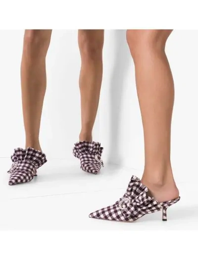 Shop Midnight 00 Checked 55mm Crystal Embellished Mules In White