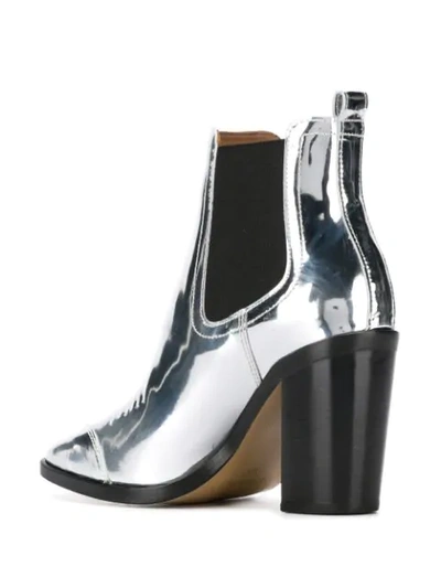 Shop Off-white Metallic Heeled Ankle Boots In 9600argento
