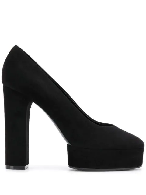 black suede pumps block heel