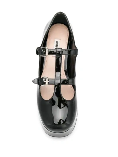 Shop Miu Miu Patent Leather Wedge Ballerinas In Black