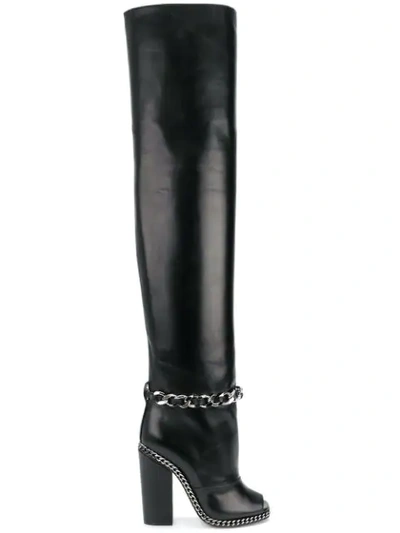 Shop Balmain Chain-embellished Boots - Black