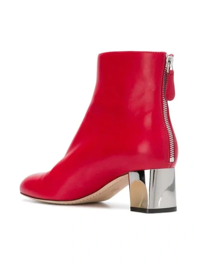 Shop Alexander Mcqueen Sculpted Heel Ankle Boots - Red