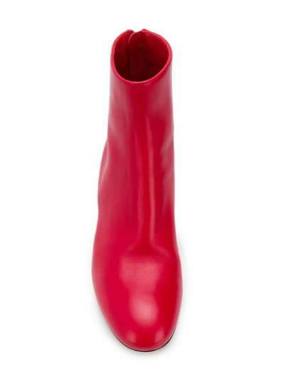 Shop Alexander Mcqueen Sculpted Heel Ankle Boots - Red