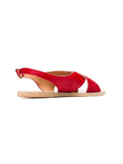 red Maria pony hair sling back sandals