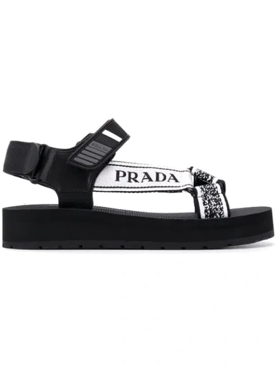 Shop Prada Platform Sandals In Black