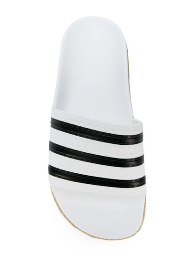 Shop Adidas Originals Striped Pool Slides In White
