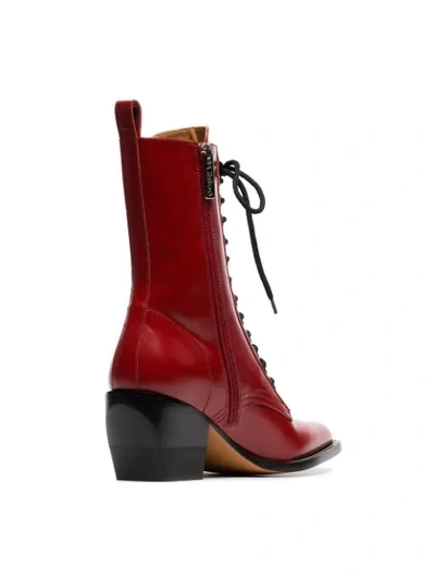 Shop Chloé Red Rylee Medium 60 Leather Boots In 631 Intense Red