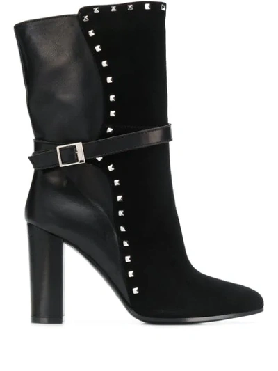 Shop Via Roma 15 Studded Ankle Boots In Black