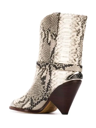 Shop Isabel Marant Lamsy Western Ankle Boots In Neutrals