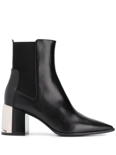 CASADEI BLOCK HEEL ANKLE BOOTS - 黑色