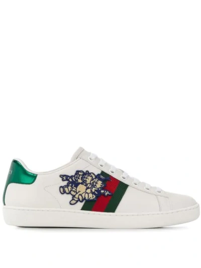 Gucci Women's Ace Sneaker With Three Little Pigs In White | ModeSens