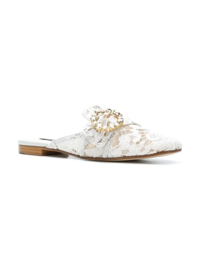 Shop Dolce & Gabbana Jackie Flat Mules In White