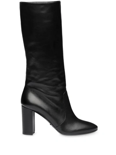 Shop Prada High Heeled Boots In F0002 Black