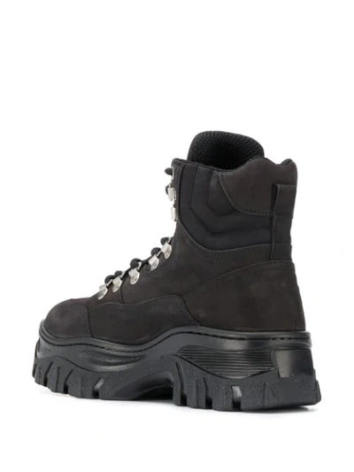 Shop Msgm Lace-up Tractor Boots In Black