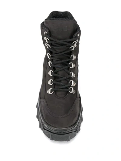 Shop Msgm Lace-up Tractor Boots In Black